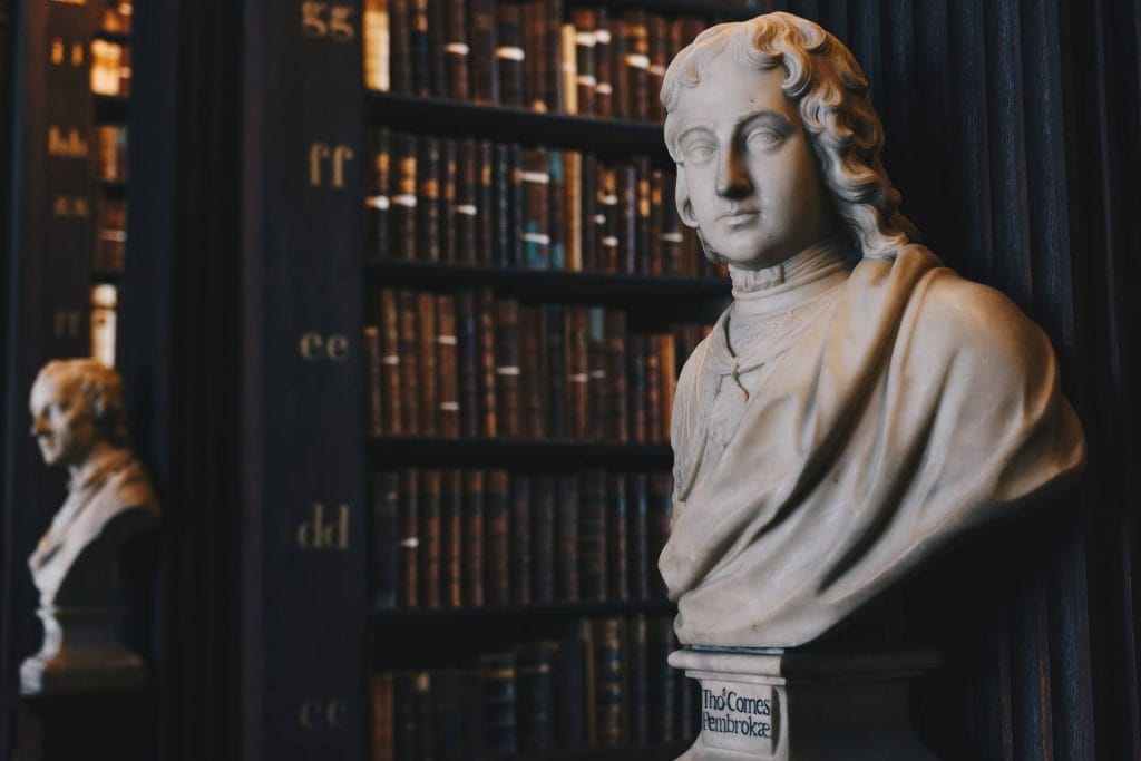 staue in a law library